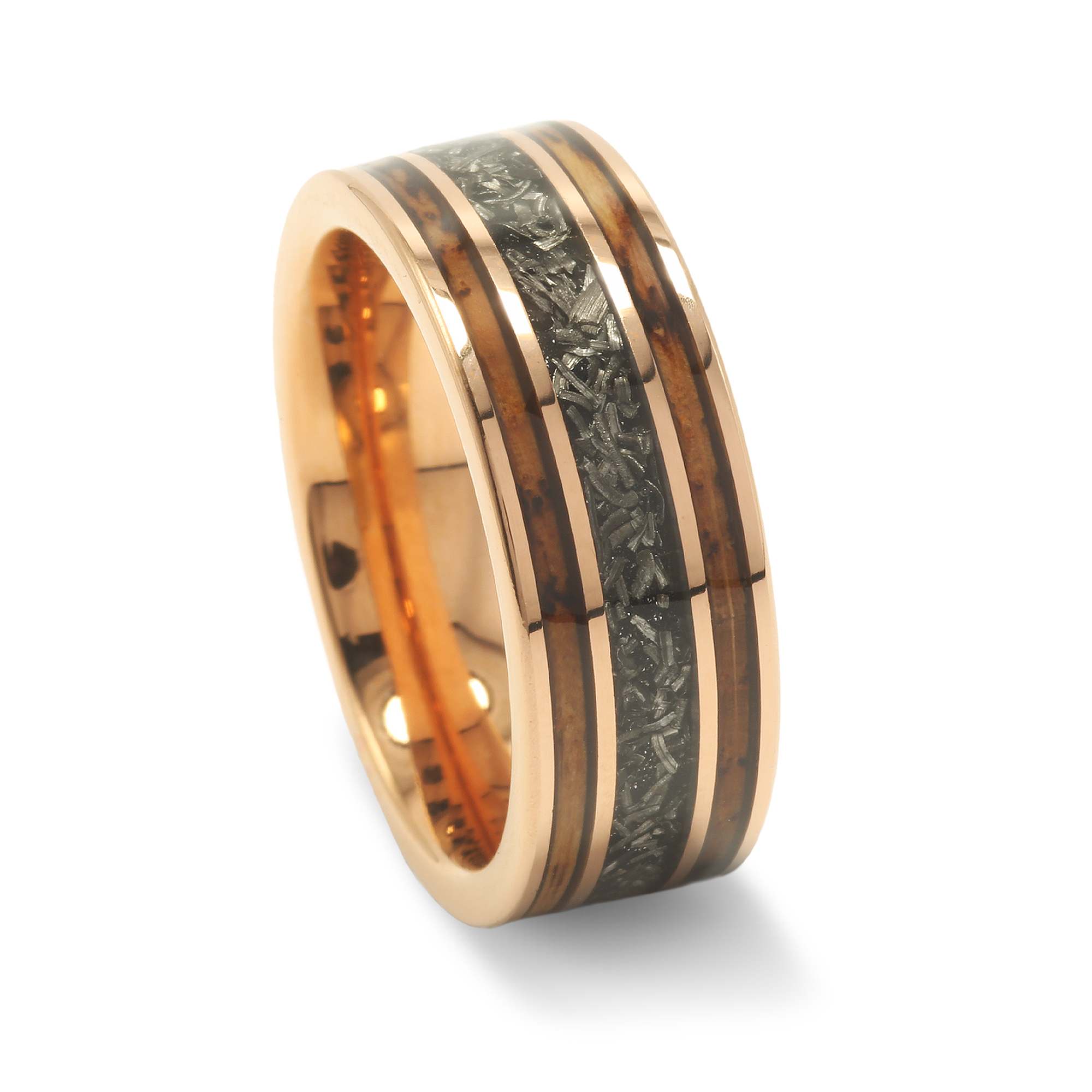 Stellar Barrel β Rose Gold Meteorite Whiskey Barrel Tungsten