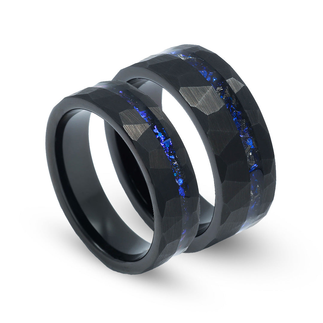 Ring Set – Black Galaxy Nebula His and Hers Matching Couples