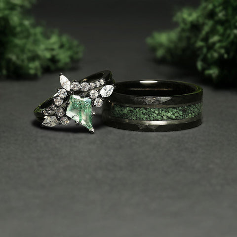 Beauty of Moss Agate Engagement Ring