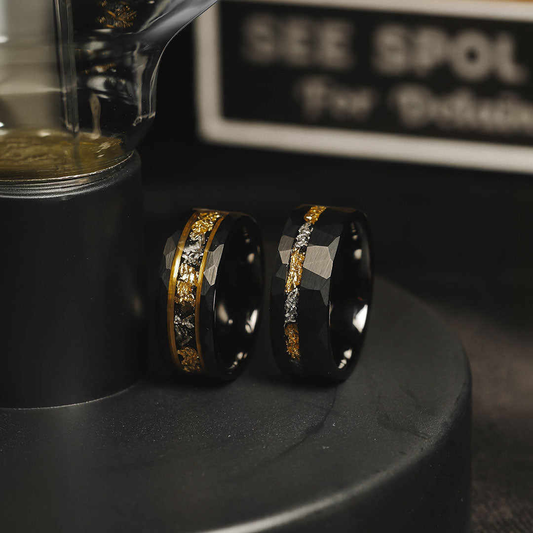 meteorite rings black mens rings