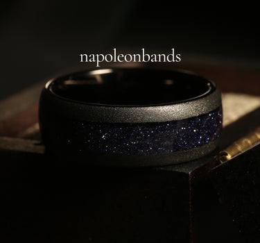 "Nebula" Blue Sandstone Dome Sandblasted 8mm Tungsten Carbide Mens Wedding Band