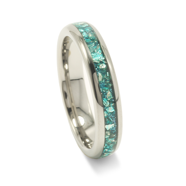 "Celestial Aqua" Aquamarine Birthstone Silver Tungsten Wedding Band  for Women-4mm