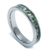 "Eco-Lover" Moss Agate, Tungsten Carbide, Women's  Wedding Ring, 4mm