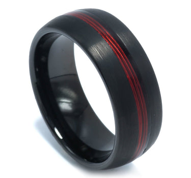 "Fisher" Red Fishing Line, Tungsten Carbide Black Dome Finish-8mm