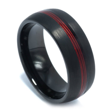 "Fisher" Red Fishing Line, Tungsten Carbide Black Dome Finish-8mm