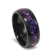 "Gioiello" Alexandrite Sandstone Dome Polish Black Tungsten Carbide Ring 8mm