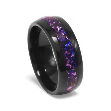 "Gioiello" Alexandrite Sandstone Dome Polish Black Tungsten Carbide Ring 8mm