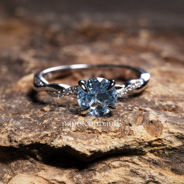 "Aqua Luminara" – Aquamarine & Diamond  Infinity Twist Silver Band Engagement Ring