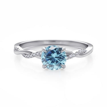 "Aqua Luminara" – Aquamarine & Diamond  Infinity Twist Silver Band Engagement Ring