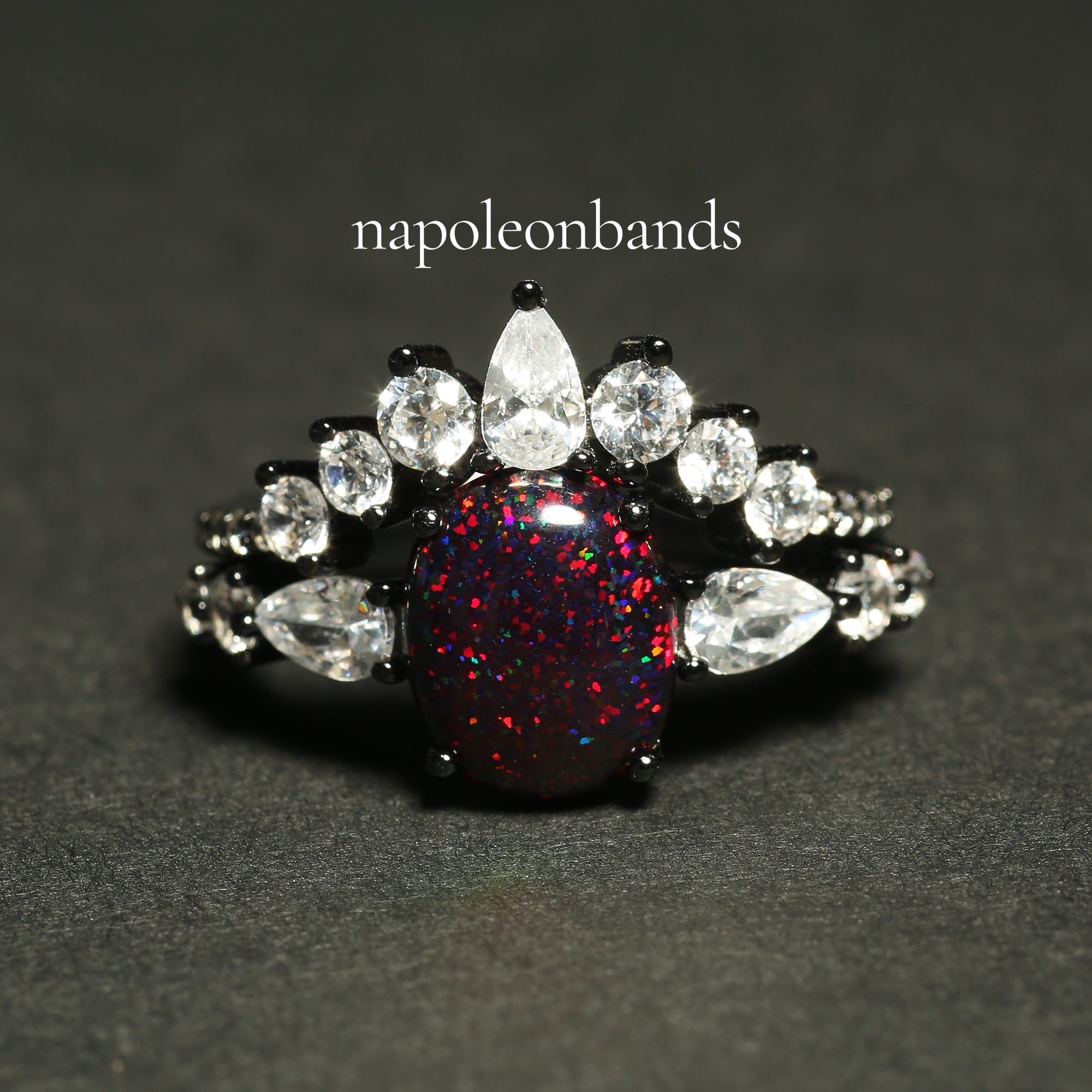 Obsidian Flame – Black Fire Opal Ring Set in Black Rhodium Silver