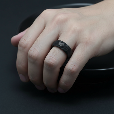 "Damascus" Tungsten Carbide, Black Hammered Damascus Ring Band, wedding ring, 8mm