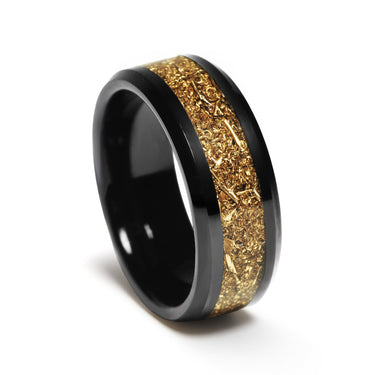 "Military" M1 Garand Rifle Ammo Ring – Brass Ammunition, Black Tungsten Carbide Wedding Band,  US Army Ring, Military Heritage Wedding Band for Men, 8mm