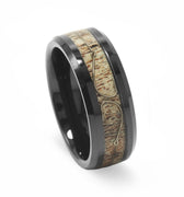 "Hunter’s Hook"  – Fishing Hook Antler  Black Tungsten Carbide Ring- 8mm