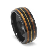 "Queen" Guitar String Black Strip Whiskey Barrel Dome Polished Black Tungsten Carbide, 8mm