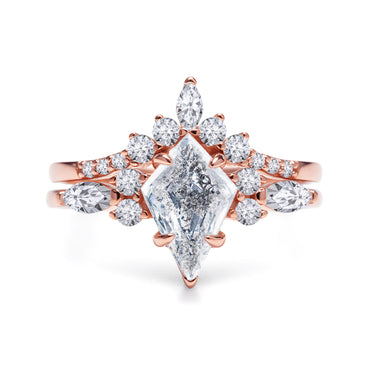 "Divine Aurora" –Herkimer Diamond Kite-Cut Engagement Ring Set – Rose Gold