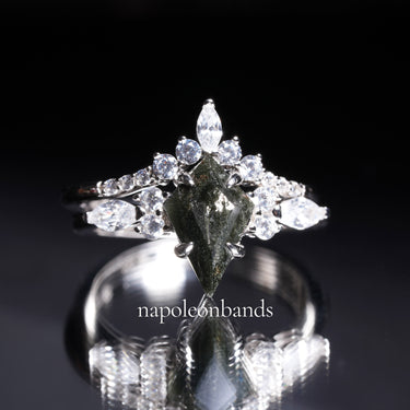 "Shard Eclipse" – Herkimer Diamond Engagement Ring Set in Sterling Silver with Rhodium Finish | Natural Quartz
