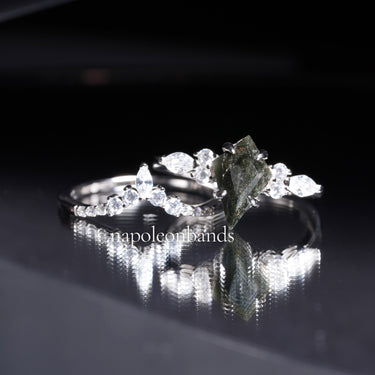 "Shard Eclipse" – Herkimer Diamond Engagement Ring Set in Sterling Silver with Rhodium Finish | Natural Quartz