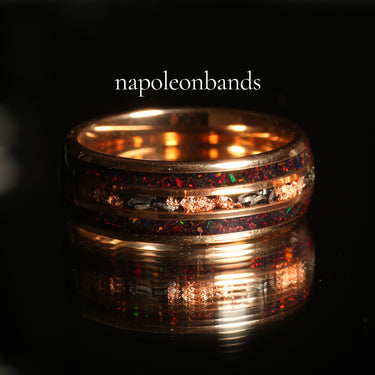 Crimsonite Men's Black Tungsten Wedding Band – Red Garnet, Rose