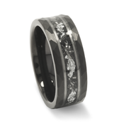 "Silver Artemis" Meteorite, Silver Leaf, Crushed Sandstone Black Tungsten Carbide- 8mm
