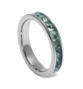 "Eco-Lover" Moss Agate, Tungsten Carbide, Women's  Wedding Ring, 4mm