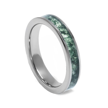 "Eco-Lover" Moss Agate, Tungsten Carbide, Women's  Wedding Ring, 4mm