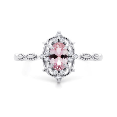 "Rosé Reverie" – Morganite Engagement Ring with Art Deco Milgrain & Diamond Accents