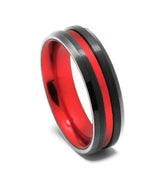 "Crimson Trim" Red Tungsten Carbide Men’s Wedding Band – 6mm