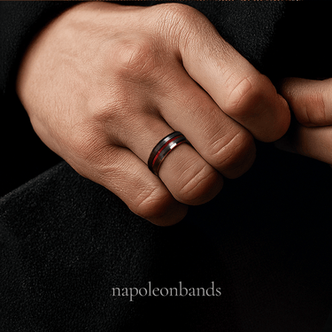 "Crimson Trim" Red Tungsten Carbide Men’s Wedding Band – 6mm