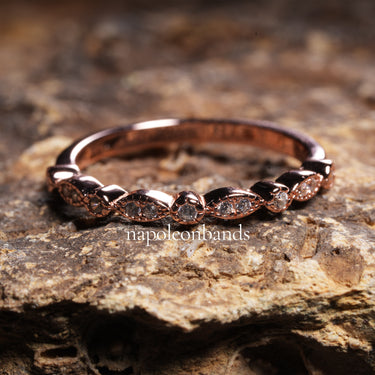 "Rosélumina" – 14K Rose Gold Vermeil Half Eternity Ring with Diamond Accents | Sterling Silver Band