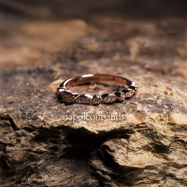 "Rosélumina" – 14K Rose Gold Vermeil Half Eternity Ring with Diamond Accents | Sterling Silver Band