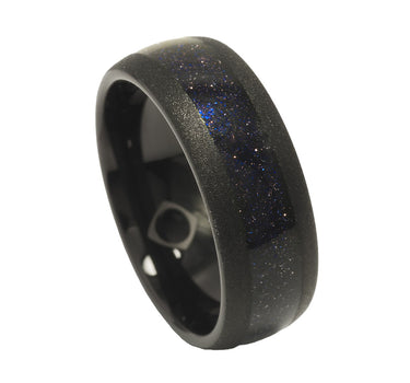 "Nebula" Blue Sandstone Dome Sandblasted 8mm Tungsten Carbide Mens Wedding Band