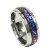 "Antennae Galaxies" Sandstone Dome Polish Silver Tungsten Carbide Ring