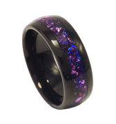 "Gioiello" Alexandrite Opal Sandstone Dome Polish Black Tungsten Carbide Ring 8mm