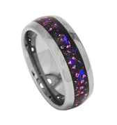 "Little Cub" Alexandrite Opal Sandstone Dome Polish Silver Tungsten Carbide Ring 8mm