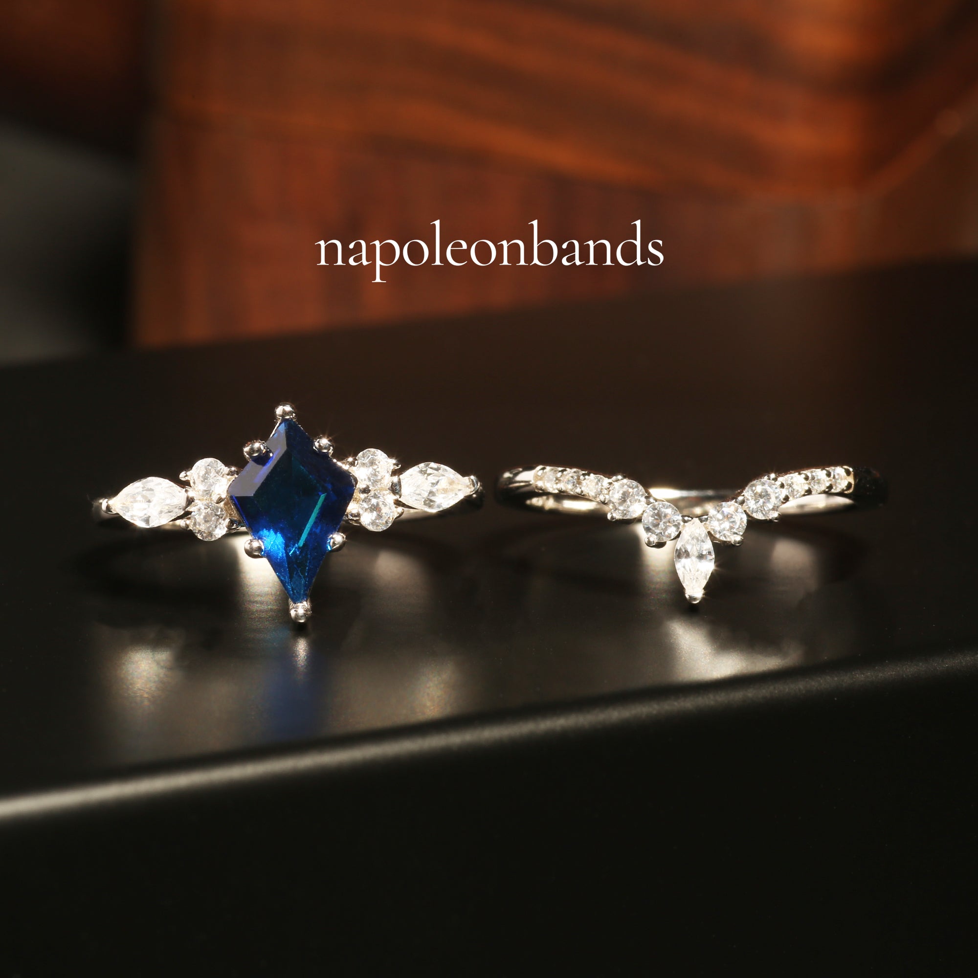 Silver Stackable Rings Ocean Eternal Ocean Blue Sapphire Silver Stackable Ring Set – napoleonbands