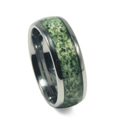 'Demeter' Moss Agate Silver Ring Mens Wedding Band Dome Polish 8mm 6mm 4mm