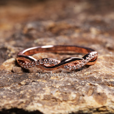 "Eternal Rose" – Rose Gold Sterling Silver Infinity Twist Band with Diamond Accents | Comfort Fit