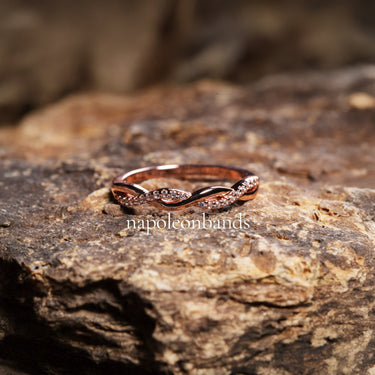 "Eternal Rose" – Rose Gold Sterling Silver Infinity Twist Band with Diamond Accents | Comfort Fit