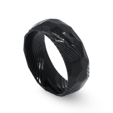 "Damascus" Tungsten Carbide, Black Hammered Damascus Ring Band, wedding ring, 8mm