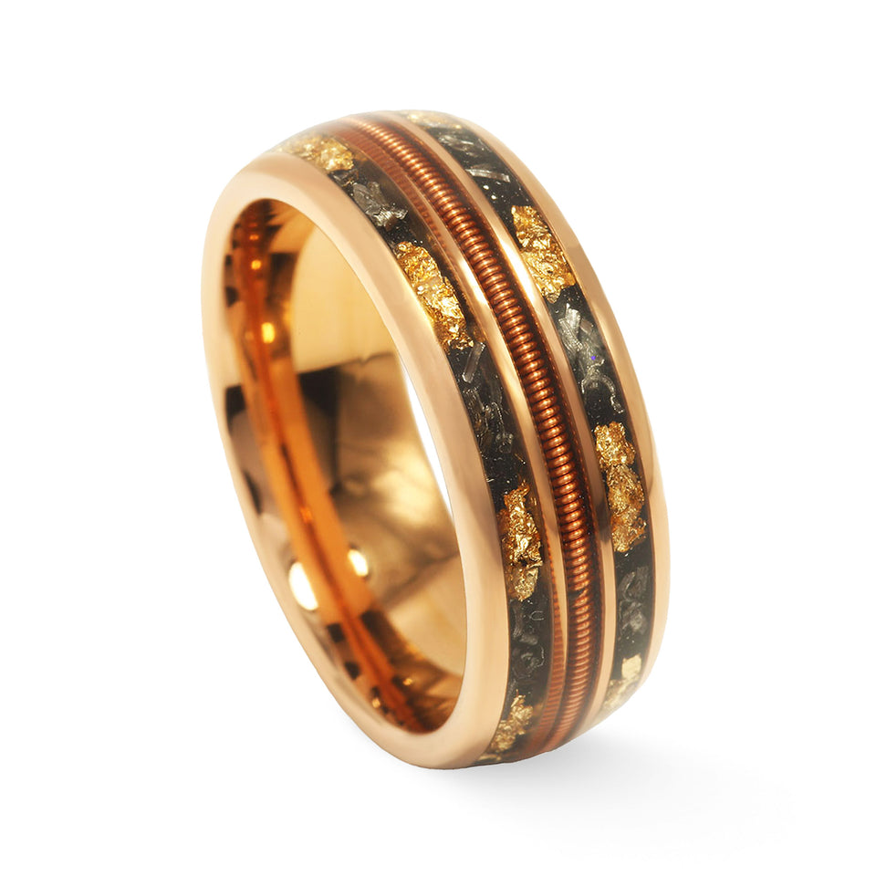'Rockstar'' Meteorite, Guitar String & 24K Gold Ring – napoleonbands