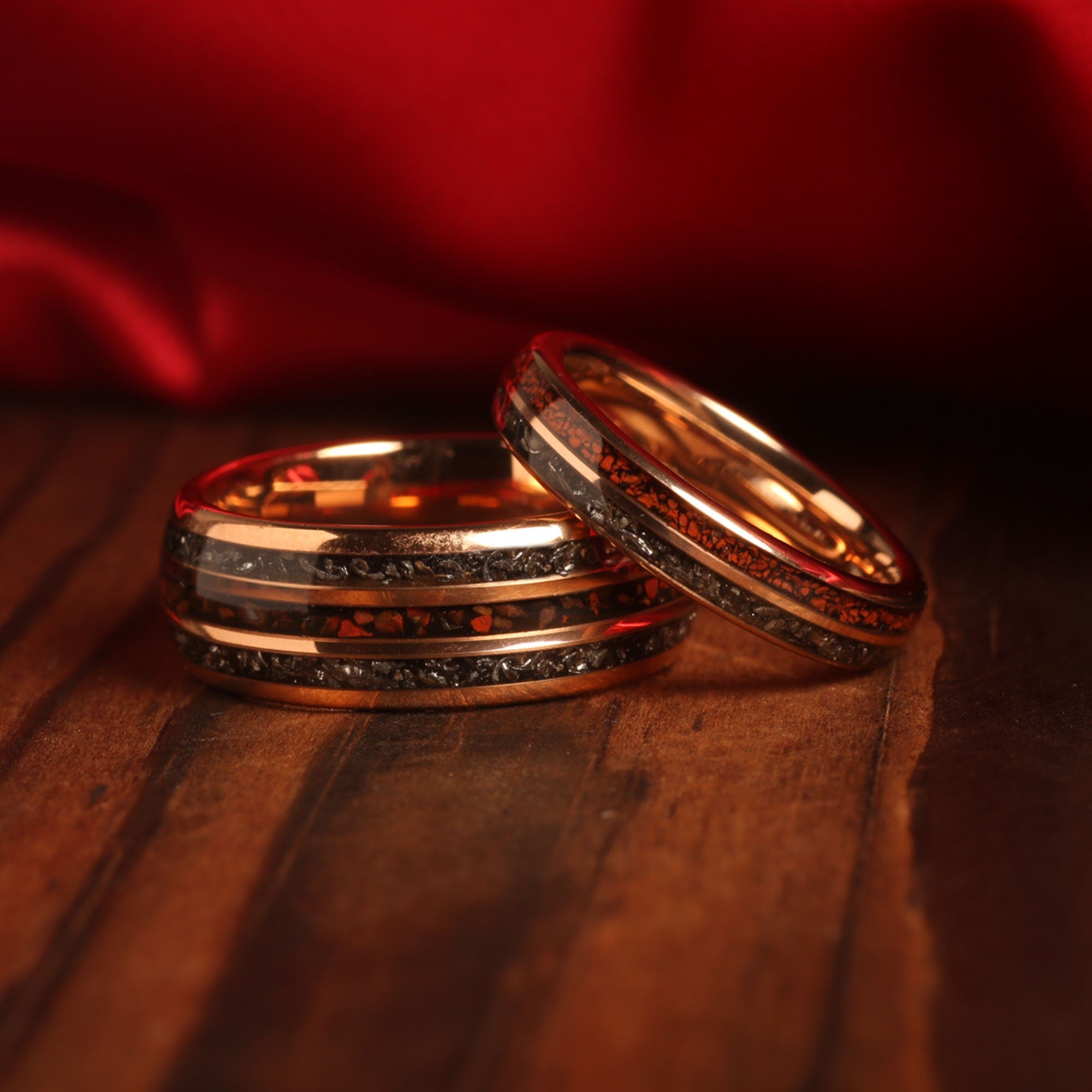 Tungsten Ring Meteorite And Dinosaur Bone Wedding Band Dinosaur